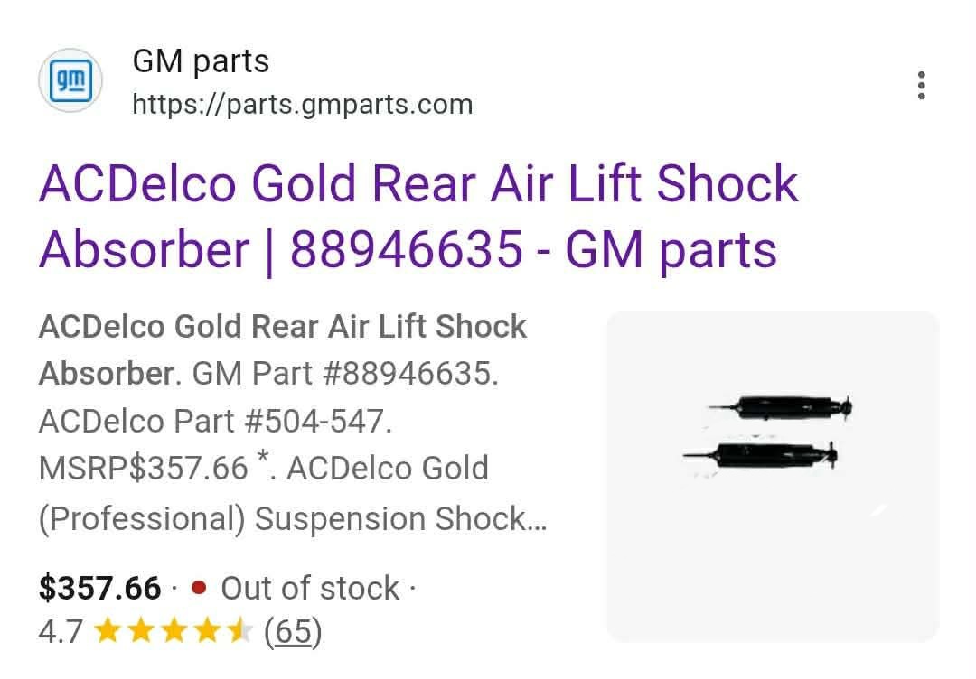 ACDelco Gold 504-547 (88946635) Rear Air Lift Shock Absorber - Image 2