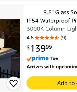 Alternative view of 9.8" Glass Solar Post Lights IP54 Waterproof Pillar Light Outdoor