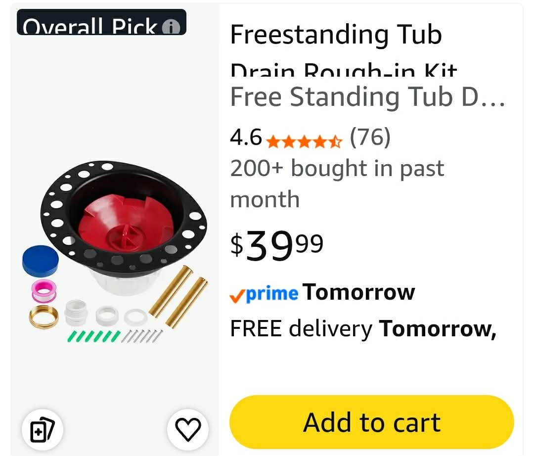 Freestanding Tub Drain Rough-in Kit with PVC Adapter, Bathtub Drain Kit - Image 10