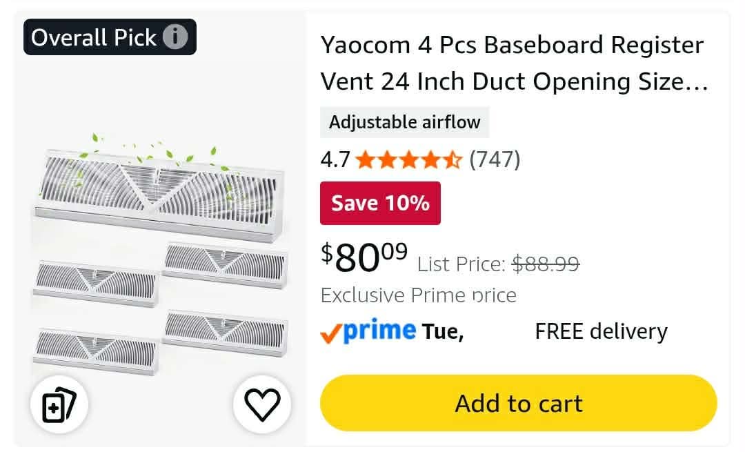 4 Pcs Baseboard Register Vent 24 Inch Duct Opening Size Baseboard Vent Covers - Image 10
