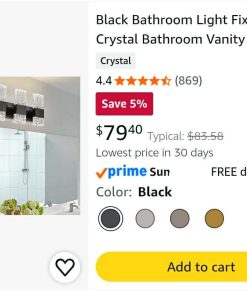 Alternative view of Black Bathroom Light Fixtures Crystal Bathroom Vanity Light 3 Light