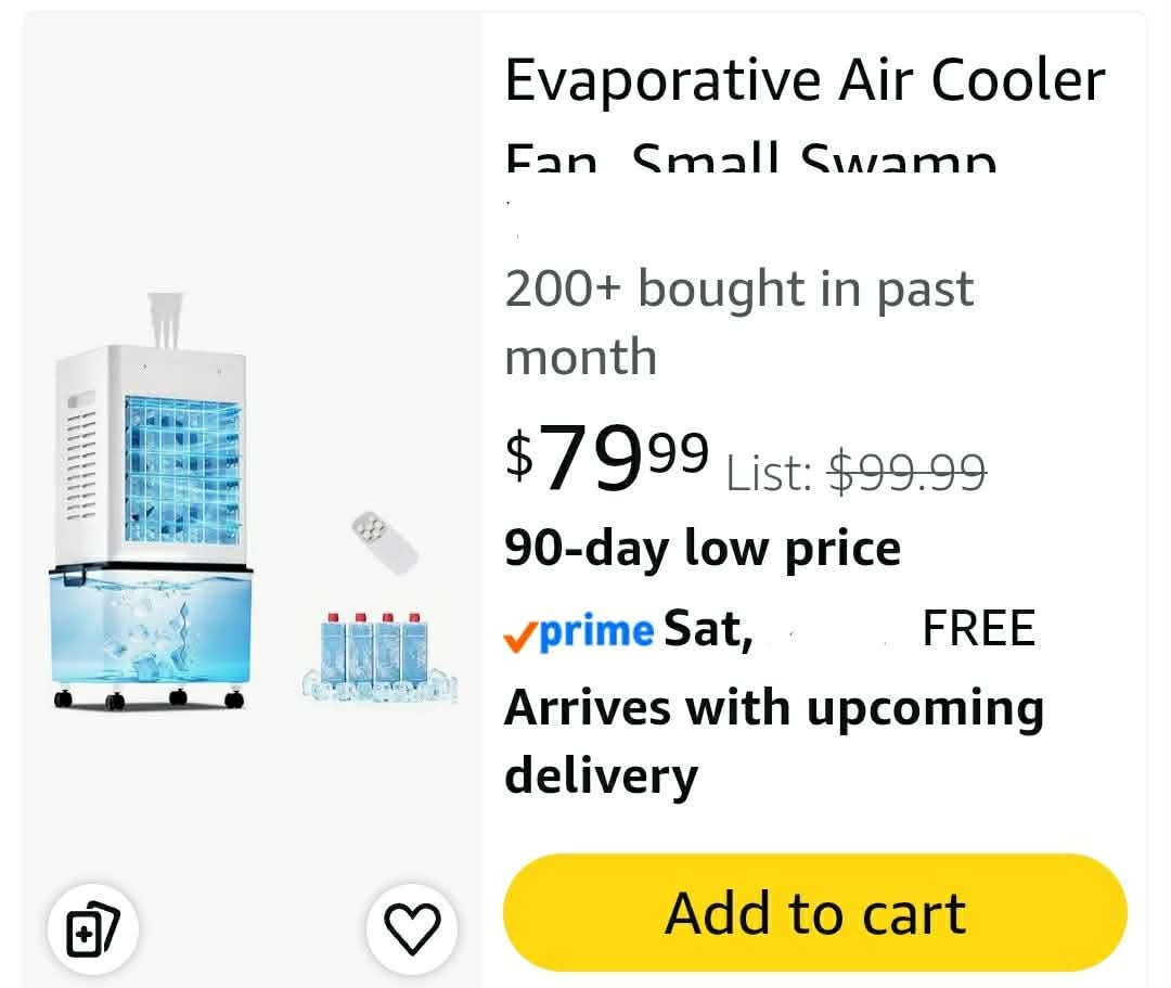 Evaporative Air Cooler Fan, Swamp Cooler Fan with 12L Removable Water Tank, 6 Speeds, Cooling Spray Modes & Lights, 24H Timer - Image 2
