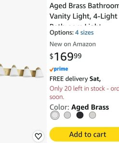 Alternative view of Aged Brass Bathroom Vanity Light, 4-Light Bathroom Light Fixtures Over Mirror, Traditional Vanity Lights