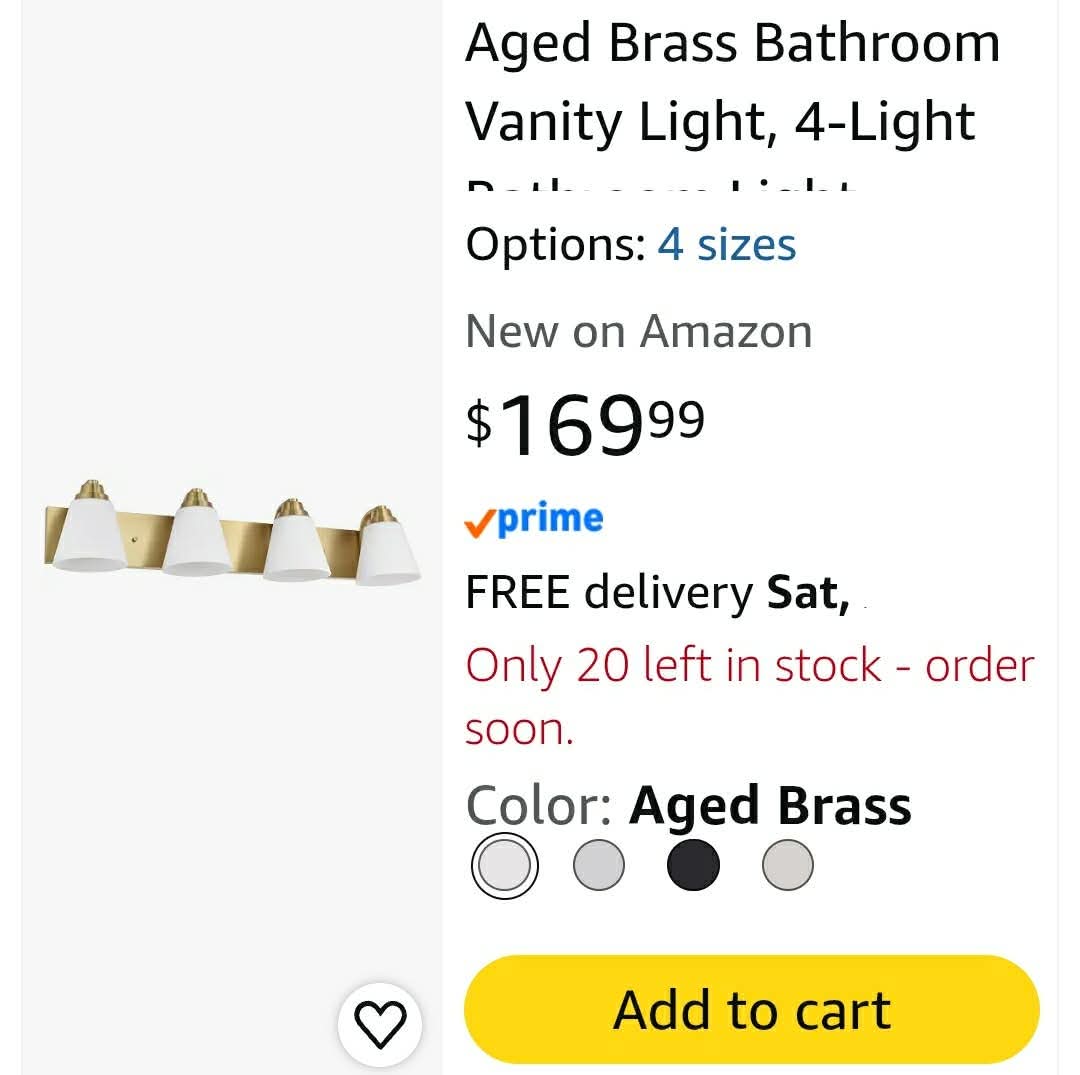 Aged Brass Bathroom Vanity Light, 4-Light Bathroom Light Fixtures Over Mirror, Traditional Vanity Lights - Image 2