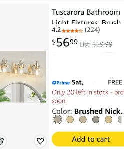 Alternative view of Brushed Nickel Vanity Light 3 Light Bathroom Vanity Light