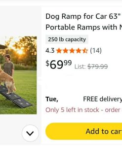 Alternative view of Dog Ramp for Car 63" L x 17" W Portable Ramps with Non-Slip Rug