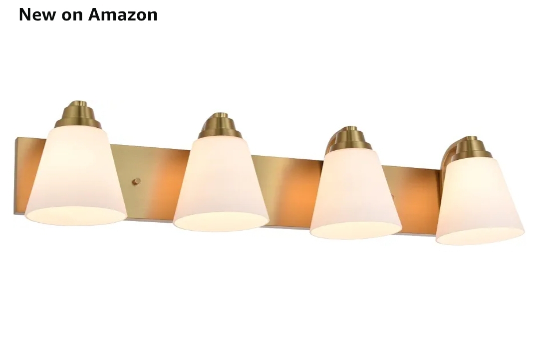 Aged Brass Bathroom Vanity Light, 4-Light Bathroom Light Fixtures Over Mirror, Traditional Vanity Lights - Image 8