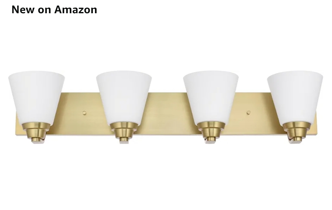 Aged Brass Bathroom Vanity Light, 4-Light Bathroom Light Fixtures Over Mirror, Traditional Vanity Lights - Image 10