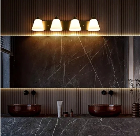 Aged Brass Bathroom Vanity Light, 4-Light Bathroom Light Fixtures Over Mirror, Traditional Vanity Lights - Image 13