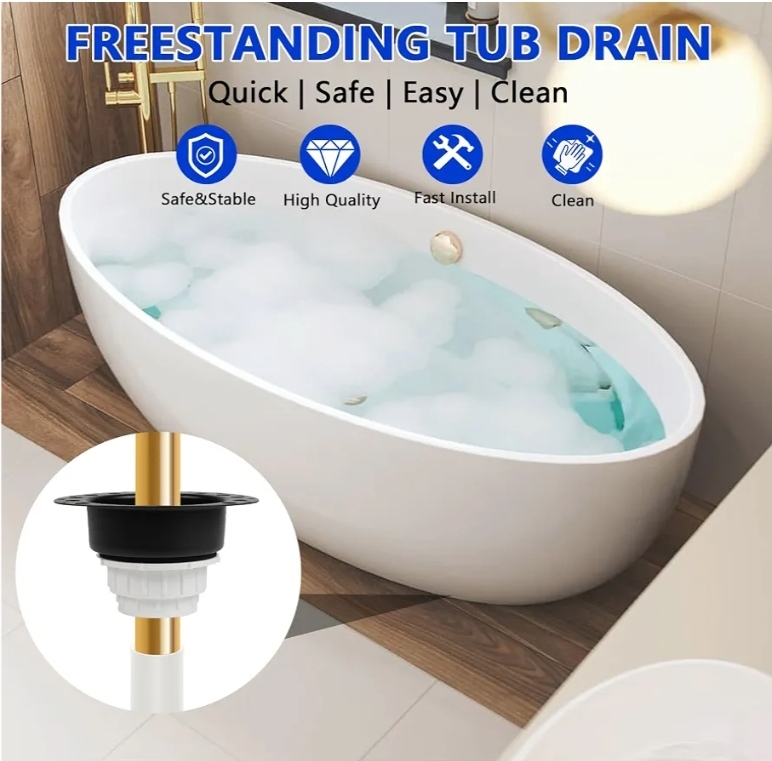 Freestanding Tub Drain Rough-in Kit with PVC Adapter, Bathtub Drain Kit - Image 5