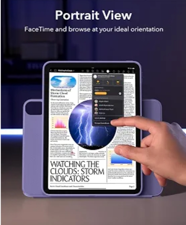 iPad Air 13 Inch Case Removable Magnetic Cover with Pencil Charging & Storage, Adjustable Portrait/Landscape Stand, 9 Standing Angles, Shift Series, Purple - Image 8