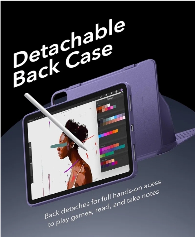 iPad Air 13 Inch Case Removable Magnetic Cover with Pencil Charging & Storage, Adjustable Portrait/Landscape Stand, 9 Standing Angles, Shift Series, Purple - Image 9