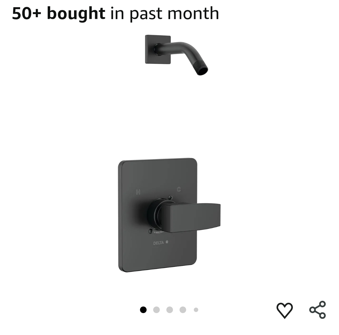 Delta T14267-LHD-PP Modern Shower Only Trim Package - Less Shower Head - Matte Black