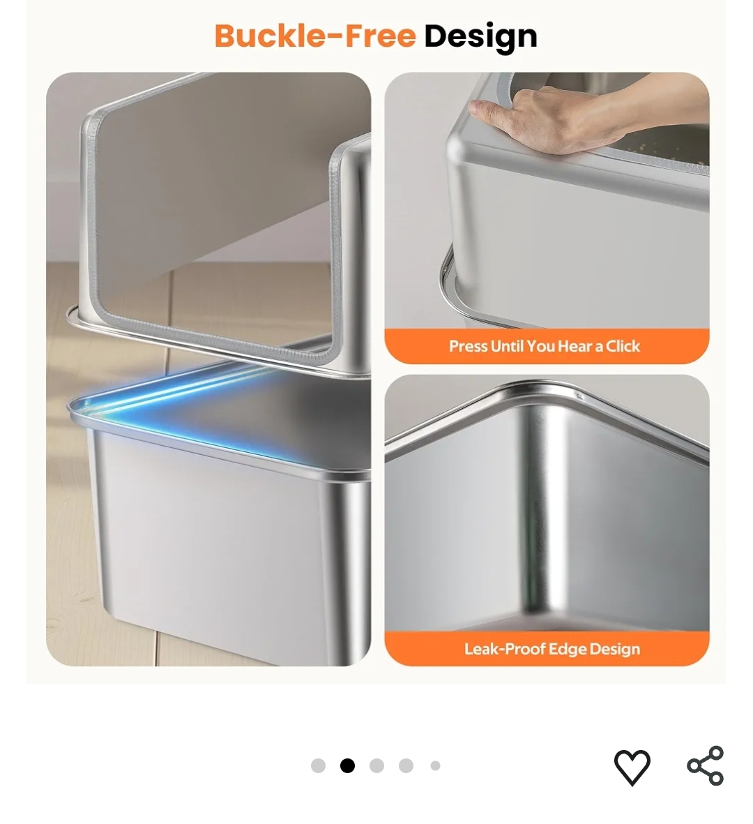 Stainless Steel Litter Box with Metal Lid and Scoop - Enclosed Metal Litter Box for Large Cats, Rust-Resistant, Odor-Control, Easy to Clean, Durable & Long-Lasting with Round Edge (XXL) - Image 5