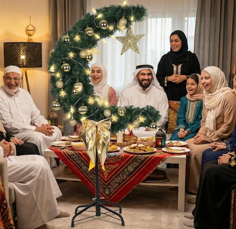 3 FT Eid Ramadan Moon Tree, Lighted Crescent Artificial Tree - Image 10