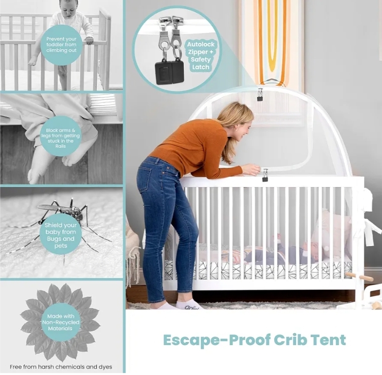Crib Tent to Keep Baby from Climbing Out – Breathable Pop-Up Crib Net to Keep Baby in, Anti-Climb Safety Cover - Image 4