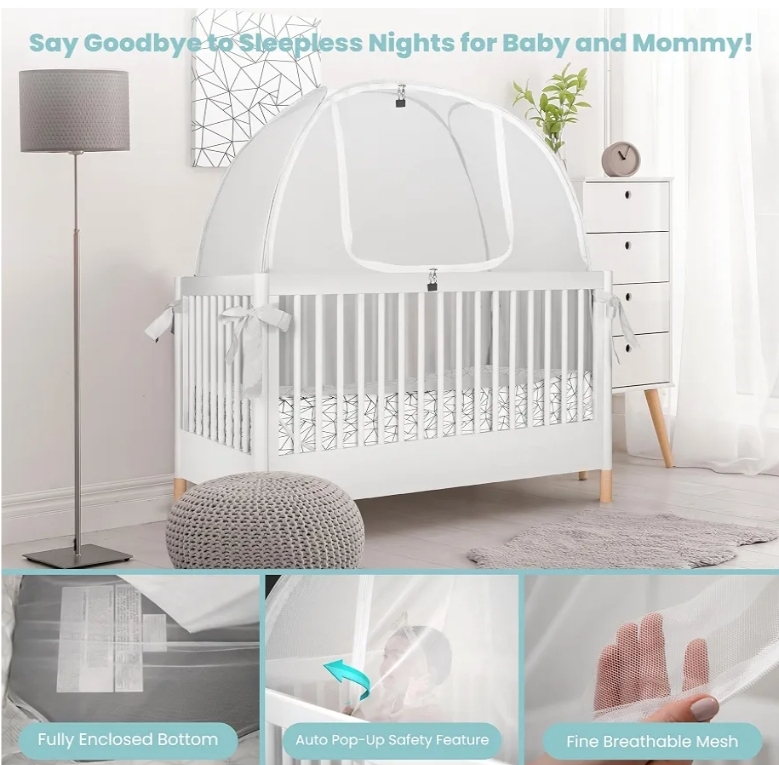 Crib Tent to Keep Baby from Climbing Out – Breathable Pop-Up Crib Net to Keep Baby in, Anti-Climb Safety Cover - Image 6