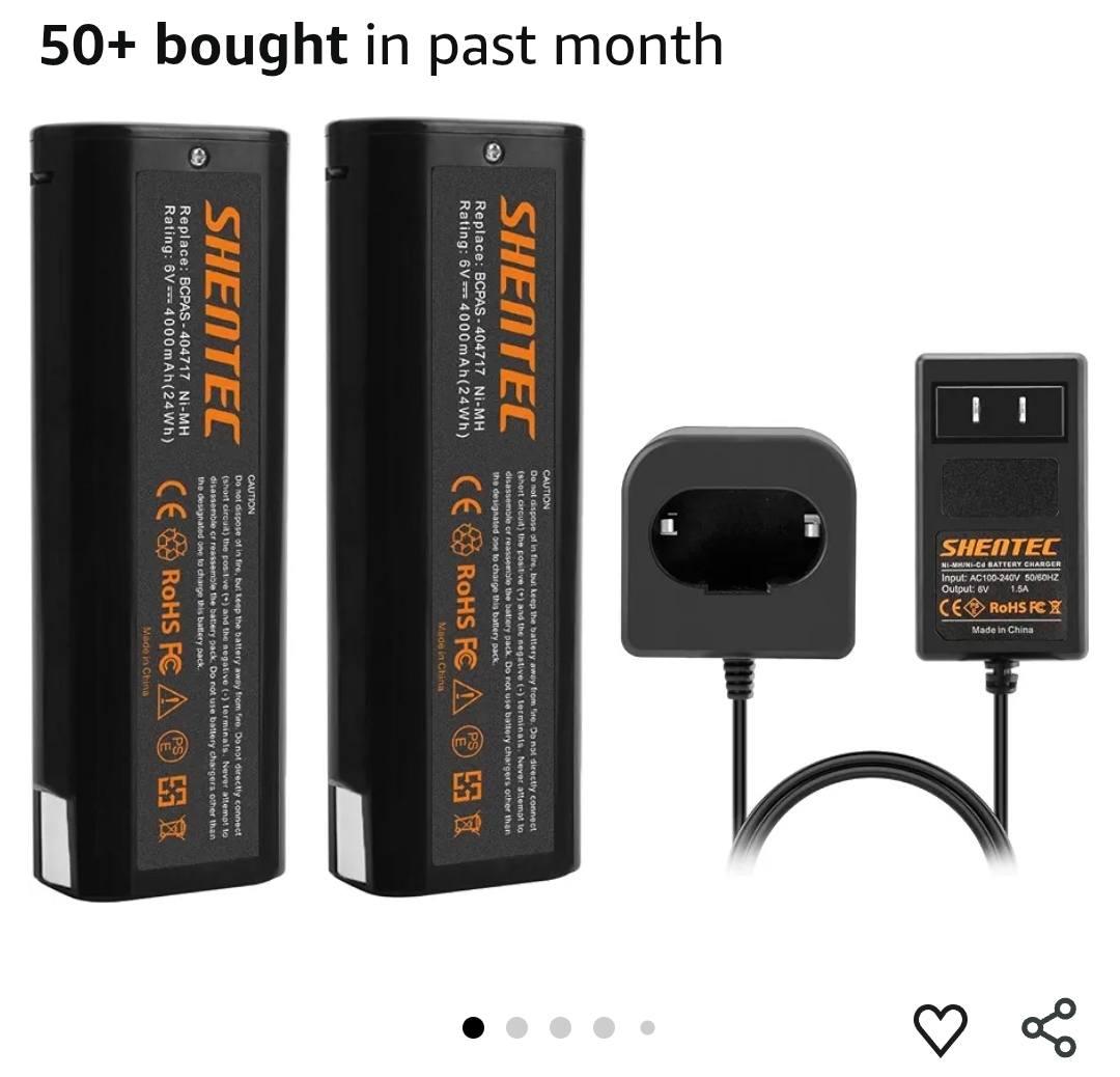 2 Pack 4.0Ah 6V Ni-Mh Battery Compatible with Paslode