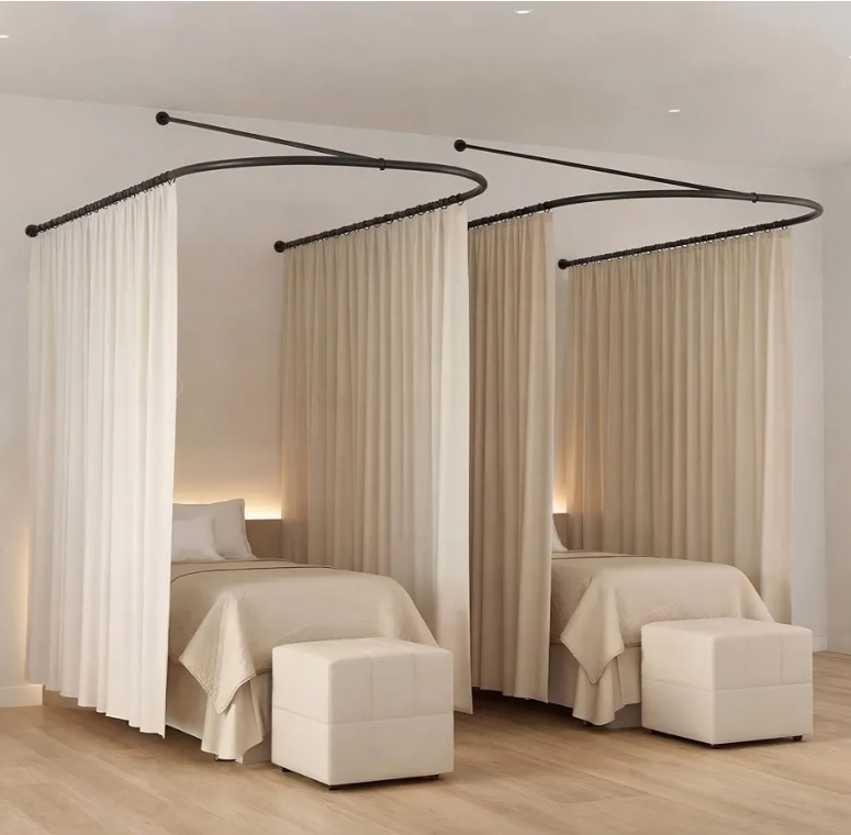 Black U Shaped Room Divider Curtain Rod 90.55" x 47.24" Rod with Ceiling Support Curtain Track, Privacy Divider - Image 6