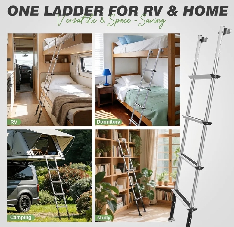 RV Bunk Ladder, 11-Level Adjustable 57"-66", Wide Anti-Slip Steps - Image 8
