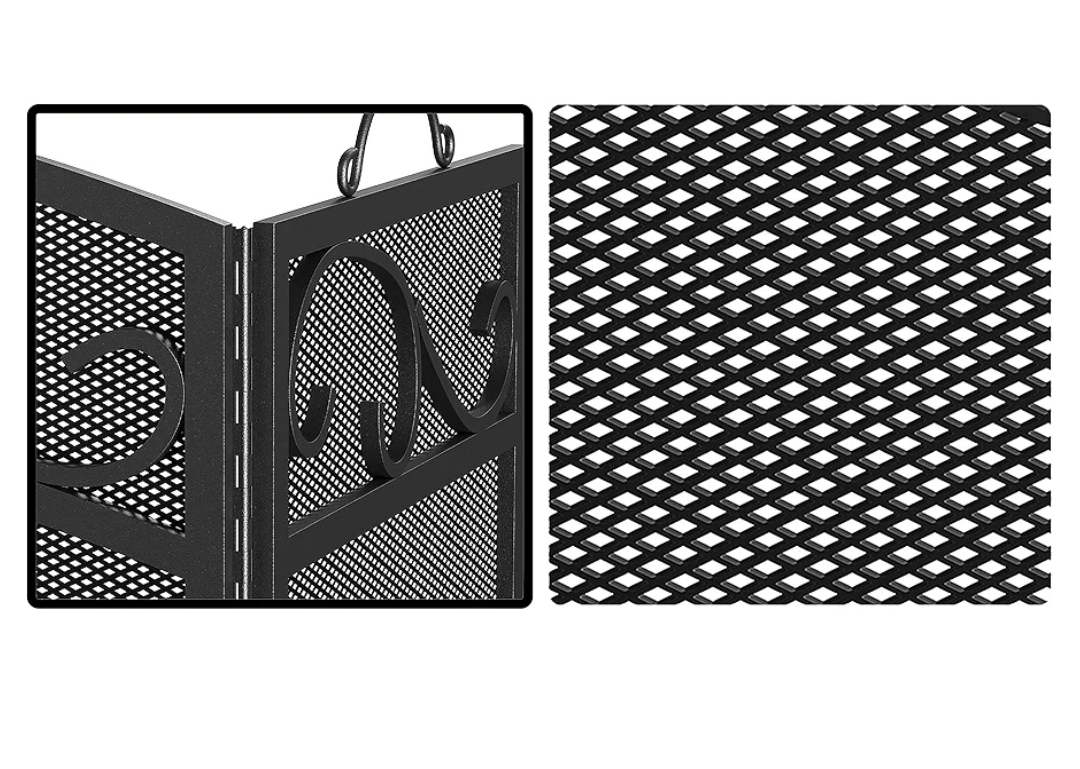 Fireplace Screen 3 Panel with Handles Wrought Iron 51"(L) x31(H) Spark Guard Cover (Sanded Black) - Image 12