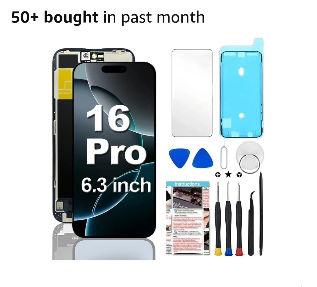 for iPhone 16 Pro Screen Replacement 6.3 inch, 3D Touch LCD Display Digitizer Assembly with Repair Tools