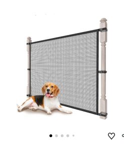 Dog Pet Mesh Gate Stairs - Baby Safety Barrier Gates for Stairway No Drilling Puppy Gates for Indoor - Banister to Banister Baby Gates
