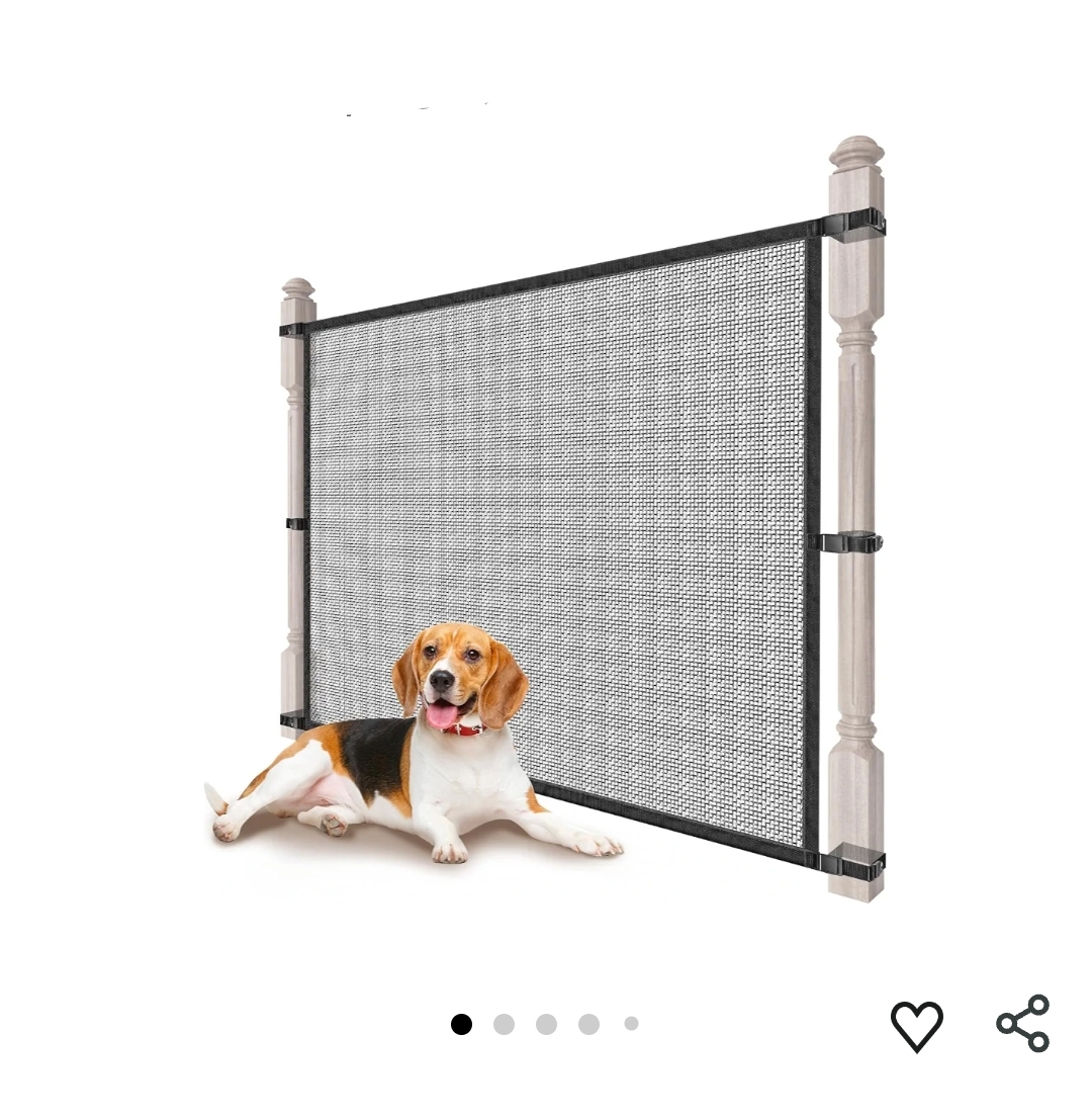 Dog Pet Mesh Gate Stairs - Baby Safety Barrier Gates for Stairway No Drilling Puppy Gates for Indoor - Banister to Banister Baby Gates