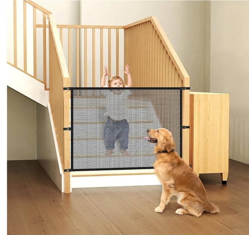 Dog Pet Mesh Gate Stairs - Baby Safety Barrier Gates for Stairway No Drilling Puppy Gates for Indoor - Banister to Banister Baby Gates - Image 8