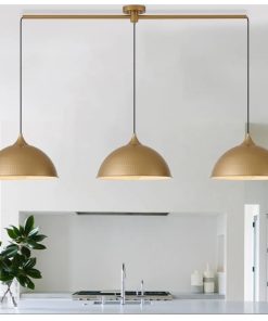 Kitchen Island, 3-Pack Dome Pendant Light Fixtures with Gold and White Finish Farmhouse Hanging Pendant Light