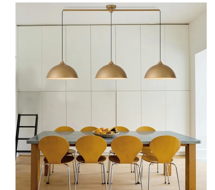 Kitchen Island, 3-Pack Dome Pendant Light Fixtures with Gold and White Finish Farmhouse Hanging Pendant Light - Image 9