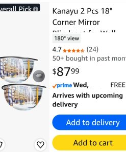 Alternative view of 2 Pcs 18" Corner Mirror Blindspot for Wall Safety Security Acrylic Half Dome Convex Mirror Indoor