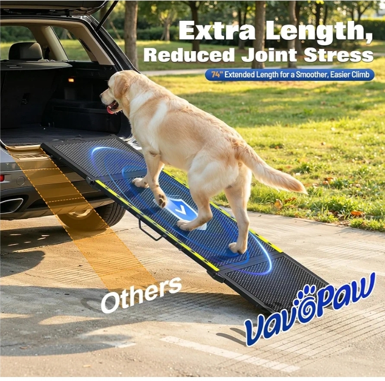 74"L x 20"W Extra Wide Dog Ramp for Car - Portable Pet Ramp for Large Dogs - Image 5