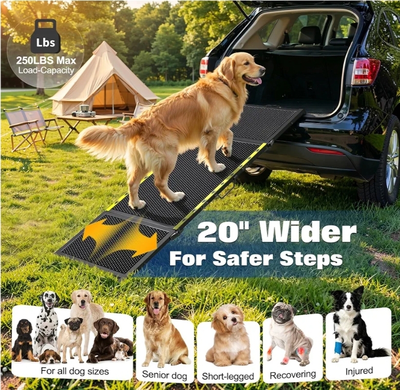 74"L x 20"W Extra Wide Dog Ramp for Car - Portable Pet Ramp for Large Dogs - Image 6