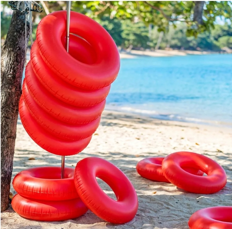 6 Pcs Inflatable Pool Floats 24 Inches Swim Tube Bulk Swimming Ring Pool Floaties - Image 5