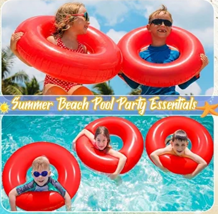 6 Pcs Inflatable Pool Floats 24 Inches Swim Tube Bulk Swimming Ring Pool Floaties - Image 7