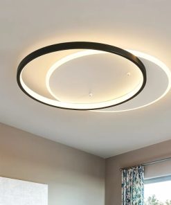 Modern LED Ceiling Light Fixture Black Semi Flush Mount Light with Remote Control 19.69"