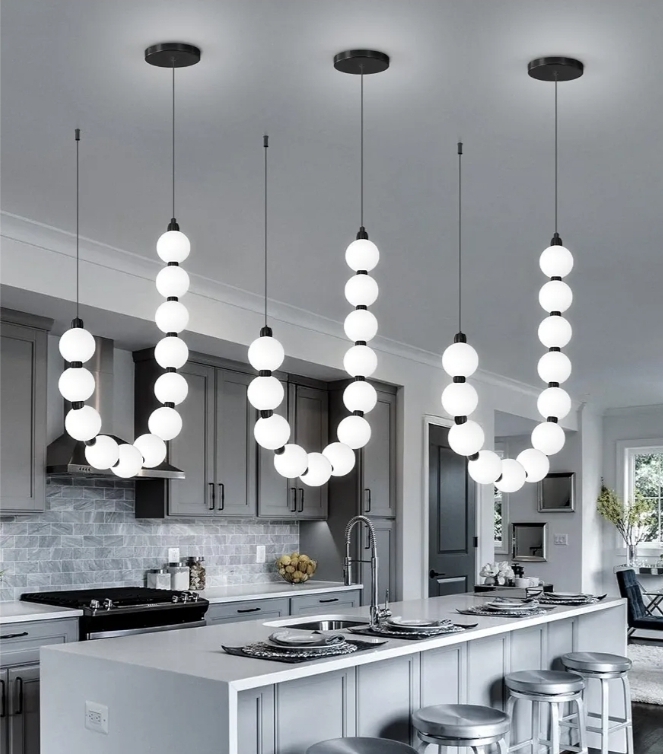 Modern Chandeliers LED Dimmable Light Acrylic Balls Ceiling Pendant Lighting, Adjustable Hanging Lights 25 Watts Black Lamp - Image 13