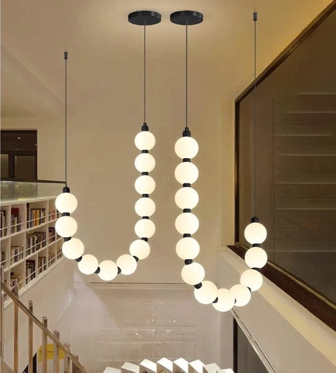 Modern Chandeliers LED Dimmable Light Acrylic Balls Ceiling Pendant Lighting, Adjustable Hanging Lights 25 Watts Black Lamp - Image 12