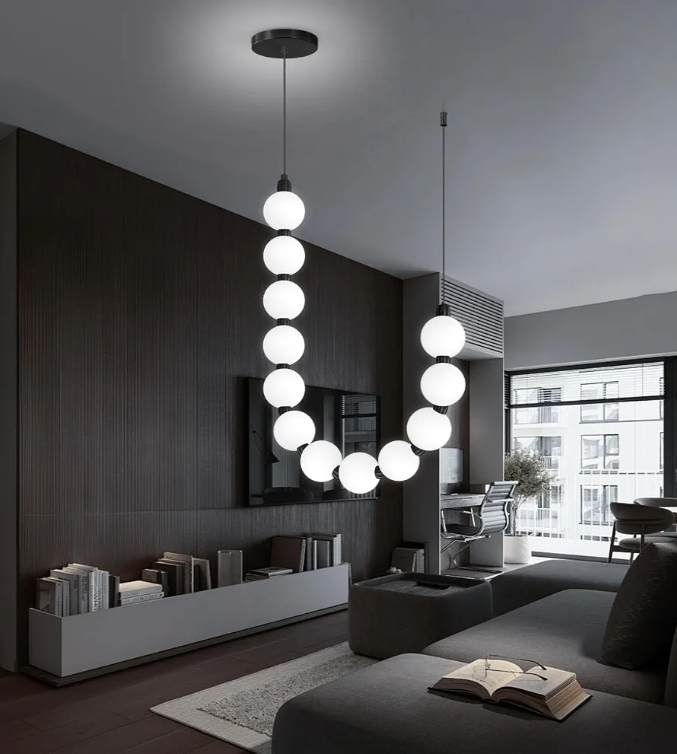 Modern Chandeliers LED Dimmable Light Acrylic Balls Ceiling Pendant Lighting, Adjustable Hanging Lights 25 Watts Black Lamp - Image 10