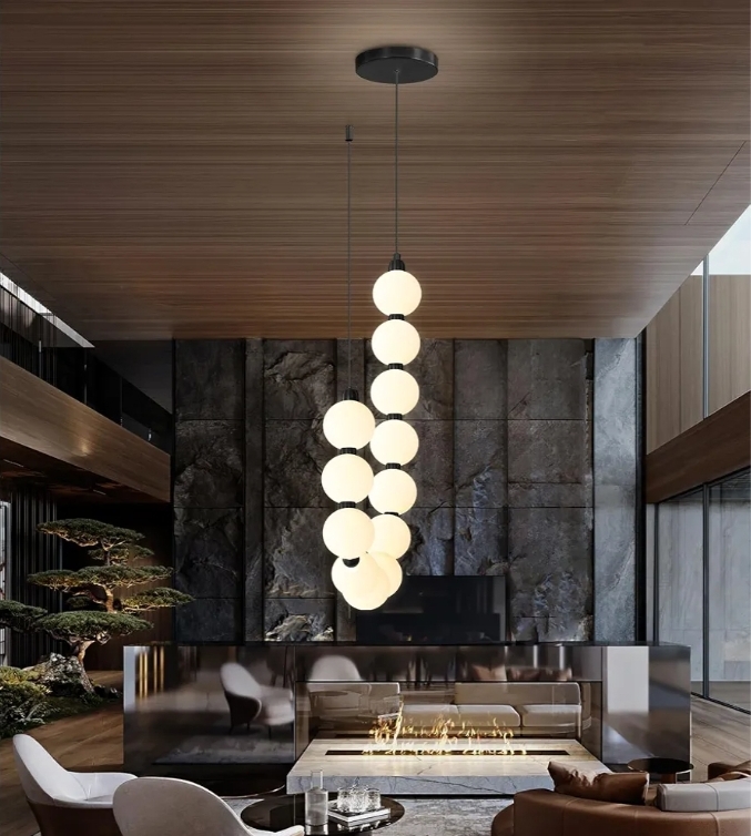 Modern Chandeliers LED Dimmable Light Acrylic Balls Ceiling Pendant Lighting, Adjustable Hanging Lights 25 Watts Black Lamp - Image 7
