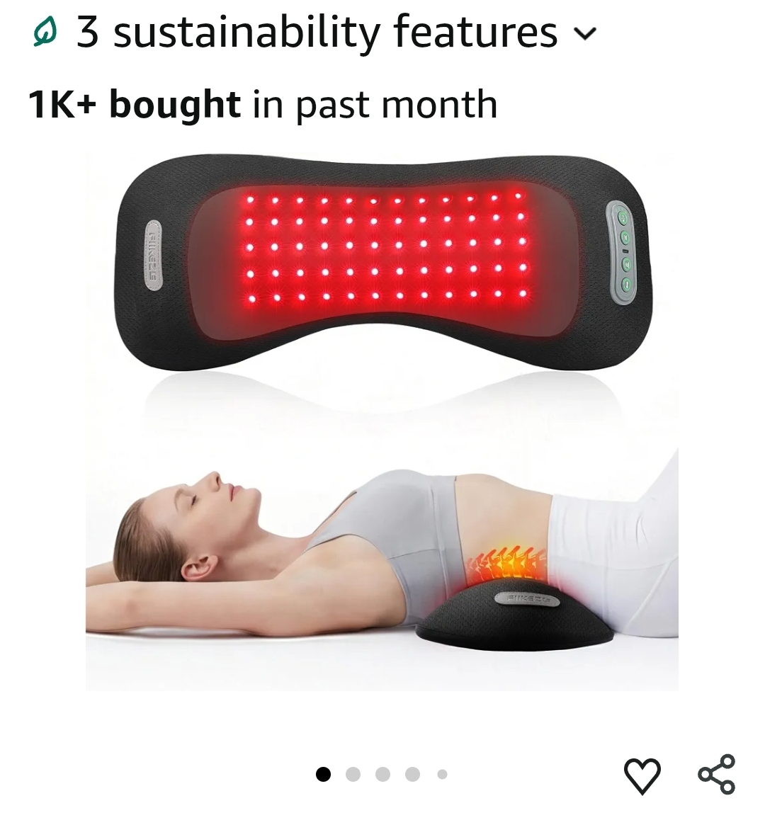 4-in-1 Lumbar Massager with Red Light 650/850nm Cordless 5000mAh