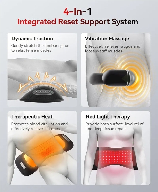 4-in-1 Lumbar Massager with Red Light 650/850nm Cordless 5000mAh - Image 5