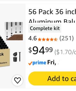 Alternative view of 56 Pack 36 inch Aluminum Balusters for Deck Railing,Black Round Metal Spindles