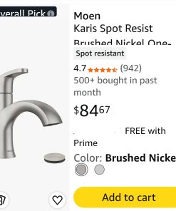 Alternative view of Moen Karis Spot Resist Brushed Nickel One-Handle Single Hole Bathroom Sink Faucet