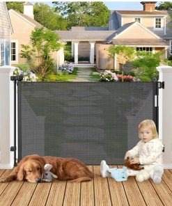 Weatherproof Outdoor Retractable Baby Gates for Decks with No Rust Screws and Rods, 72" Wide