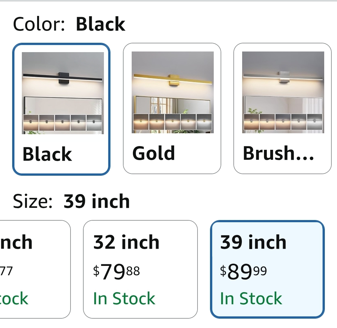 Black Vanity Light for Bathroom Above Mirror 39 inch LED 5CCT - Image 2