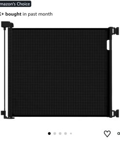 Retractable Baby Gate for Doorways and Stairs, Mesh Safety Gate, Black, 33.6"x55"