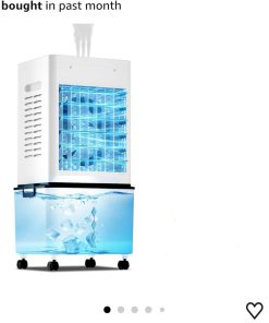 Evaporative Air Cooler Fan, Swamp Cooler Fan with 12L Removable Water Tank, 6 Speeds, Cooling Spray Modes & Lights, 24H Timer