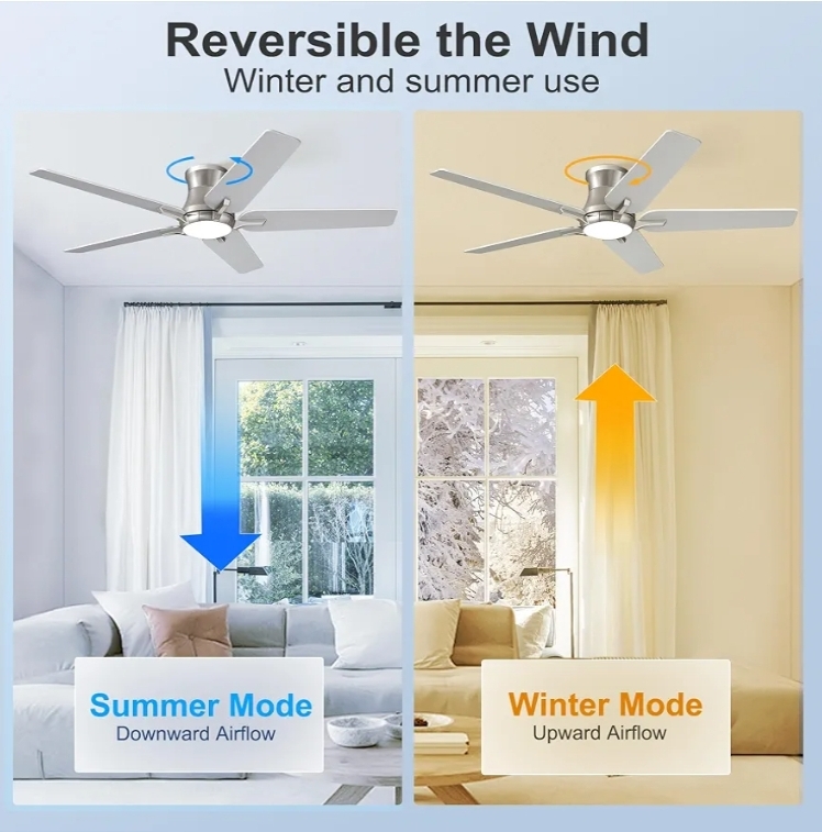 52 Inch Ceiling Fans with Lights and Remote, Brushed Nickel - Image 6